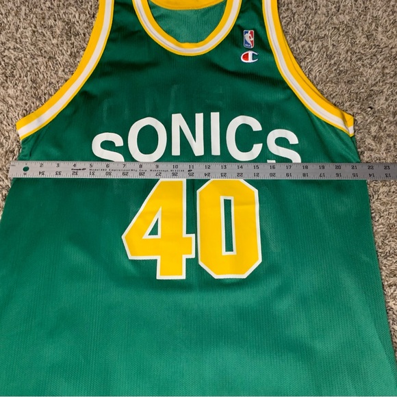 Vintage Champion NBA Seattle Supersonics Sonics Shawn Kemp #4 Jersey Sz 48 L-XL - Picture 9 of 9